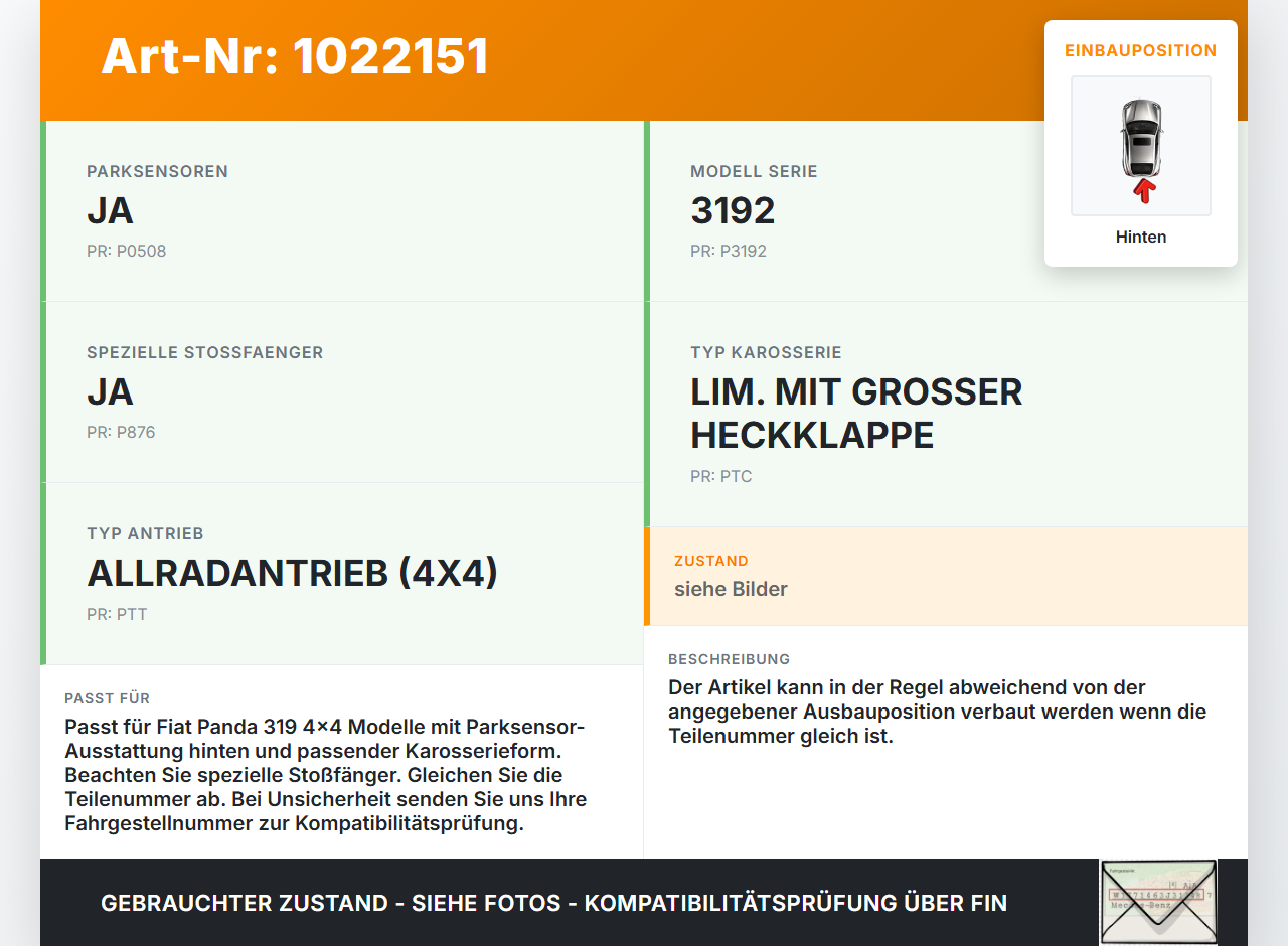 Fiat Panda 4x4 319 12-22 PDC Kabelbaum Pos.1 Hinten mit PDCs Fiat Panda 4x4 319 12-22 22.01.2018 51904647... Vorschau 3