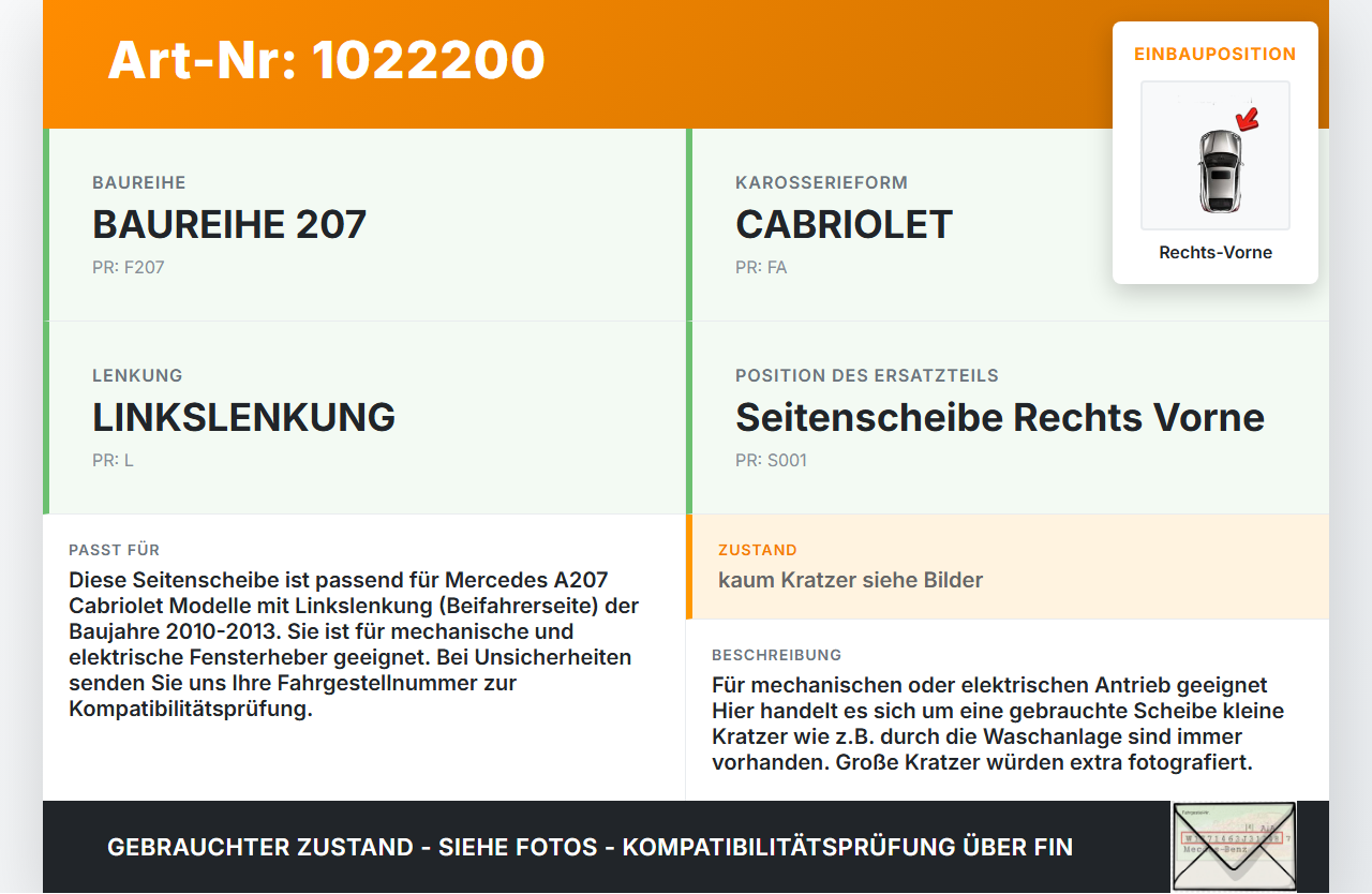 Mercedes E350 A207 10-13 Cabrio Seitenscheibe RVK Türscheibe Rechts Vorne Mercedes E350 A207 10-13 17.03.2010... Vorschau 3