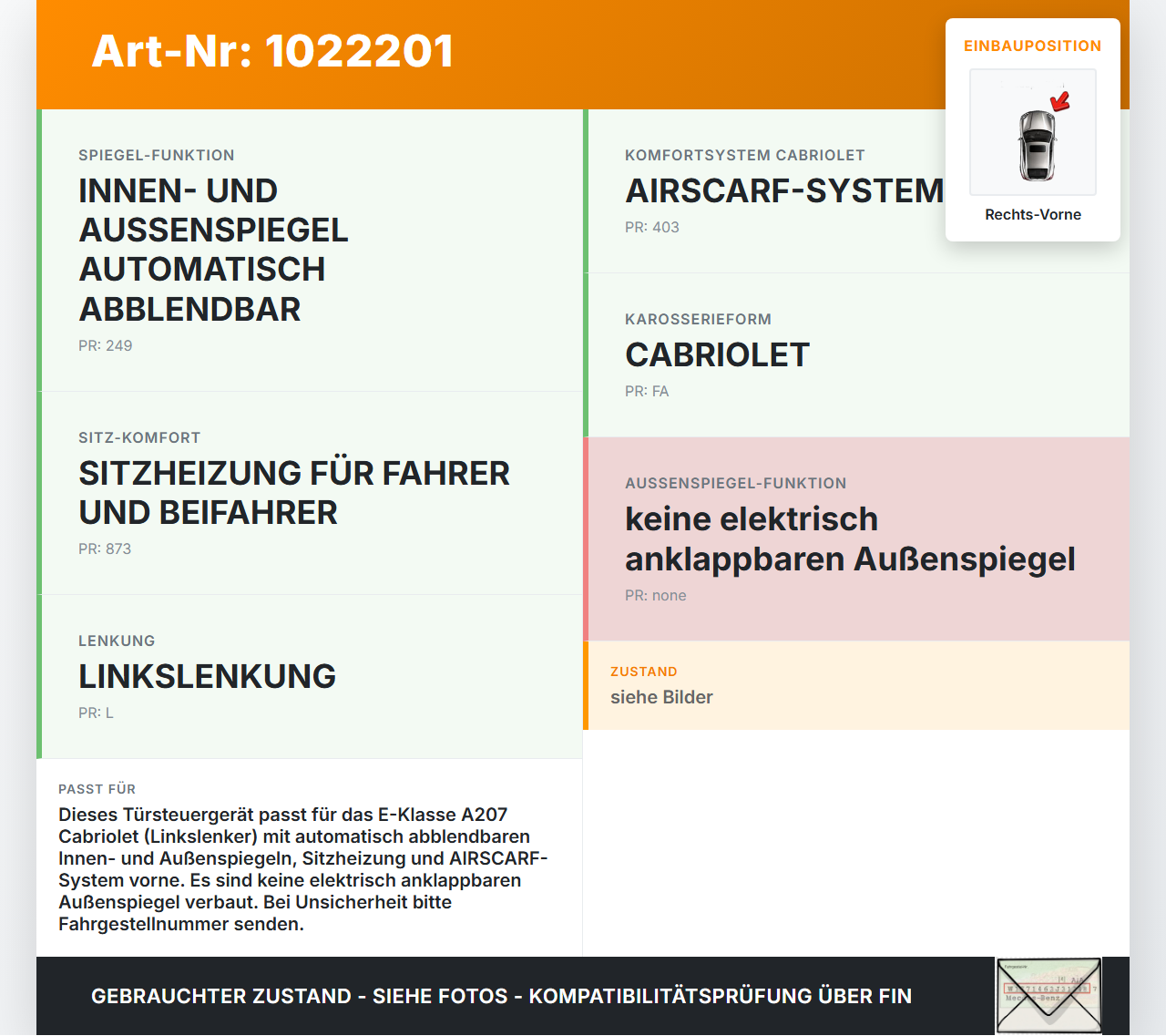 Mercedes E350 A207 10-13 Türsteuergerät Steuergerät SG Tür Rechts Vorne Mercedes E350 A207 10-13 17.03.2010... Vorschau 3