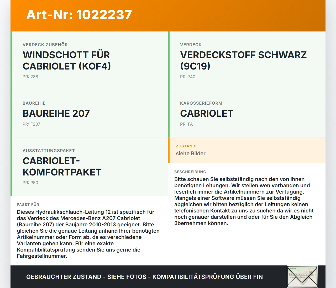 Mercedes E350 A207 10-13 Cabrio Hydraulik Schlauch Leitung 12 für Verdeck Mercedes E350 A207 10-13 17.03.2010... Vorschau 3