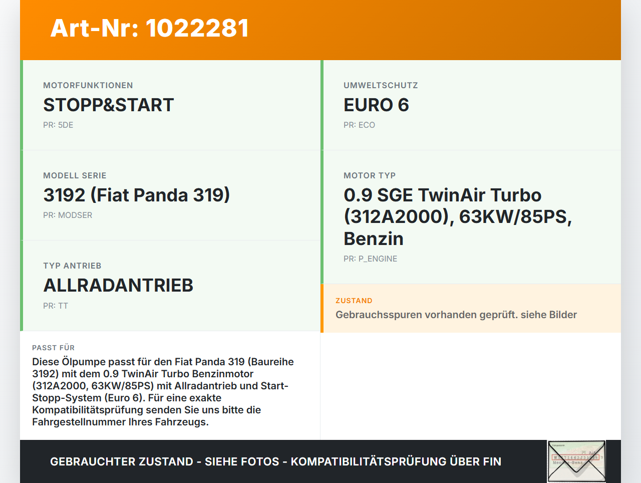 Fiat Panda 4x4 319 12-22 0,9 63KW 312A2000 Ölpumpe Motorölpumpe Öldruckpumpe Fiat Panda 4x4 319 12-22 22.01.2018... Vorschau 3