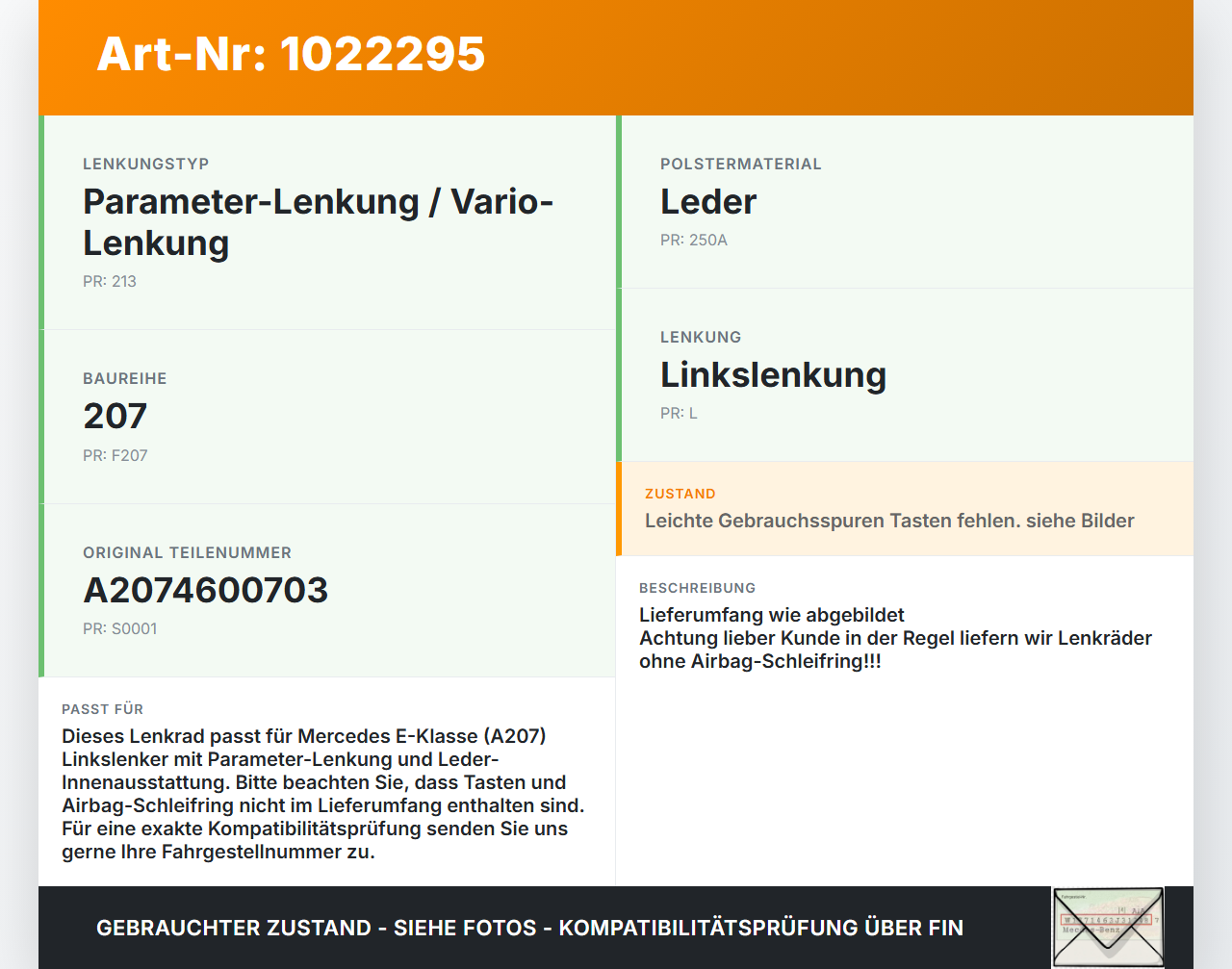 Mercedes E350 A207 10-13 Lenkrad Lederlenkrad 
 Airbaglenkrad Mercedes E350 A207 10-13 17.03.2010 A2074600703... Vorschau 3