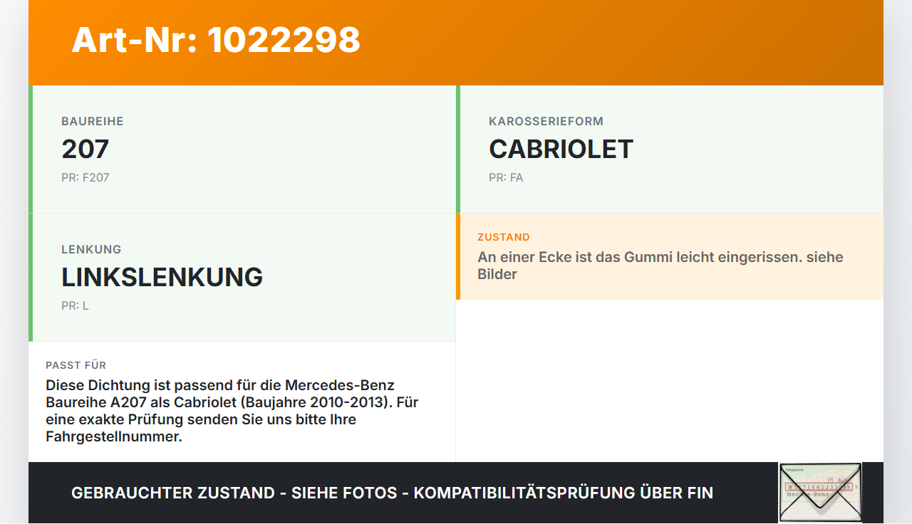 Mercedes E350 A207 10-13 WS Dichtung Windschutzscheibe Frontscheibe Mercedes E350 A207 10-13 17.03.2010 A2076710120... Vorschau 3