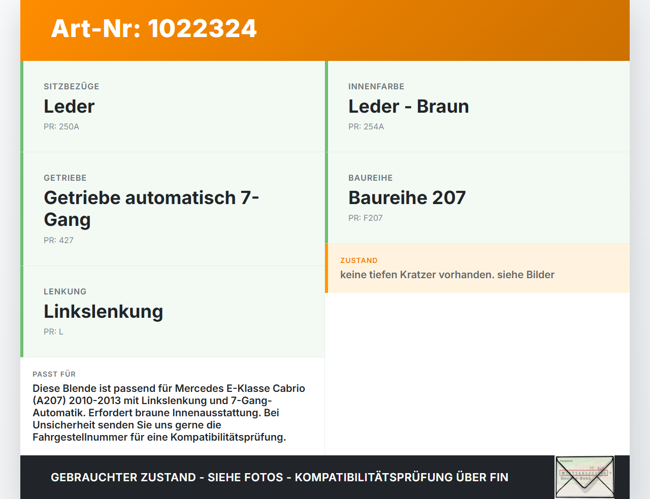 Mercedes E350 A207 10-13 Blende für Schaltkulisse Ganganzeige Mercedes E350 A207 10-13 17.03.2010 A2072671088 gebraucht Vorschau 3