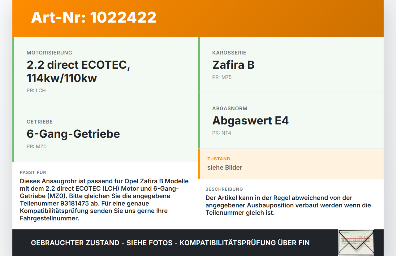 Opel Zafira B 05-11 2,2 110KW Ansaugrohr Ladeluftschlauch Luftschlauch Pos.1 Opel Zafira B 05-11 02.11.2006... Vorschau 3