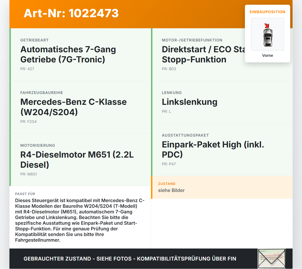 Mercedes S204 W204 C220 11-15 Steuergerät ECU Modul SAM Zentralelektrik Vorne Mercedes S204 W204 C220 11-15... Vorschau 3