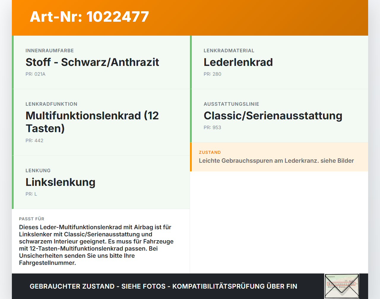 Mercedes S204 W204 C220 11-15 Lenkrad Airbaglenkrad Mercedes S204 W204 C220 11-15 01.09.2011 306742499162-AE... Vorschau 3