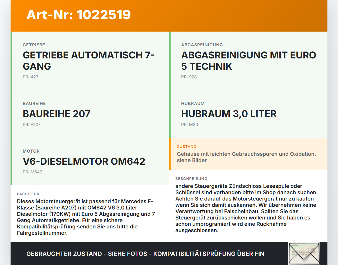 Mercedes E350 A207 10-13 CDI 3,0 170KW Steuergerät ECU für Motor Motorsteuergerät Mercedes E350 A207 10-13... Vorschau 3