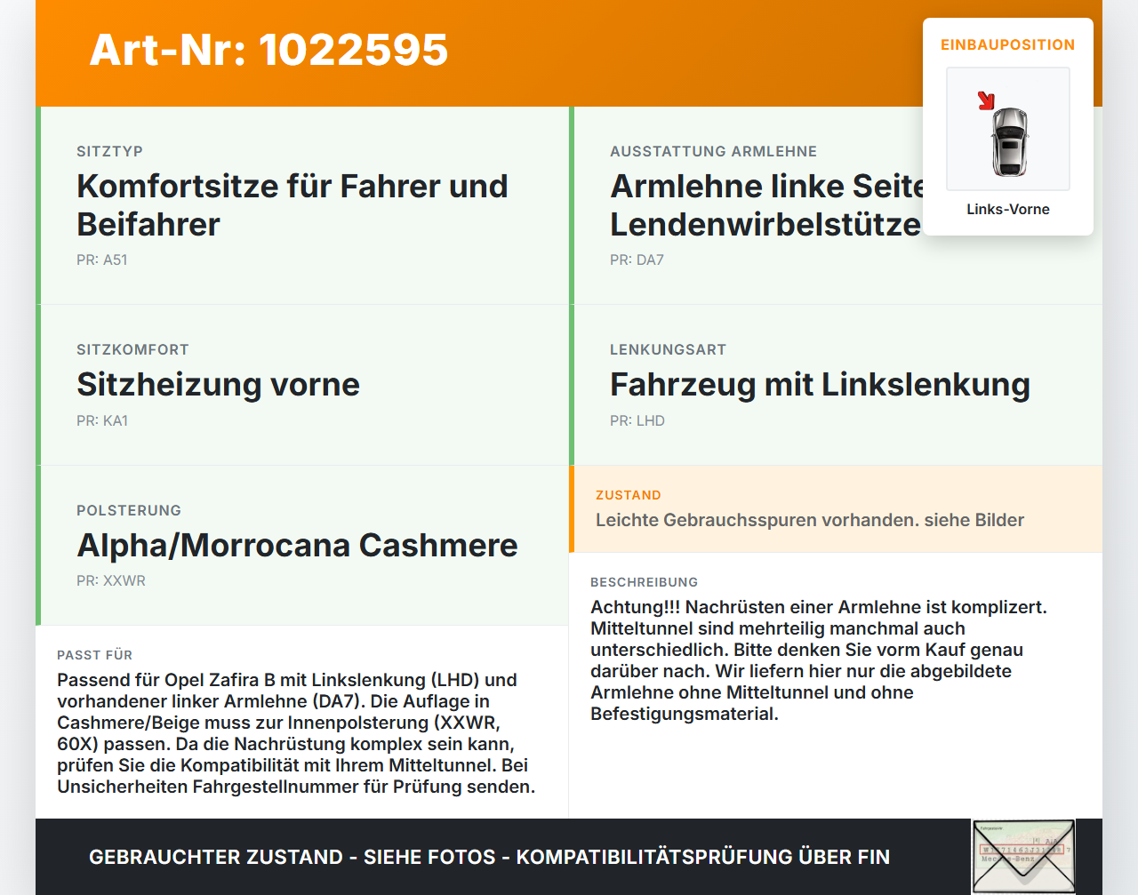 Opel Zafira B 05-11 Armlehne Mittelarmlehne Auflage Links Vorne Innen Opel Zafira B 05-11 02.11.2006 gebraucht Vorschau 3