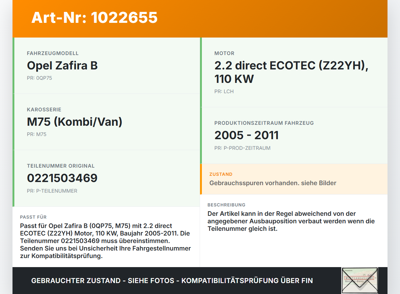 Opel Zafira B 05-11 2,2 110KW Zündspule Opel Zafira B 05-11 02.11.2006 0221503469 gebraucht Vorschau 3