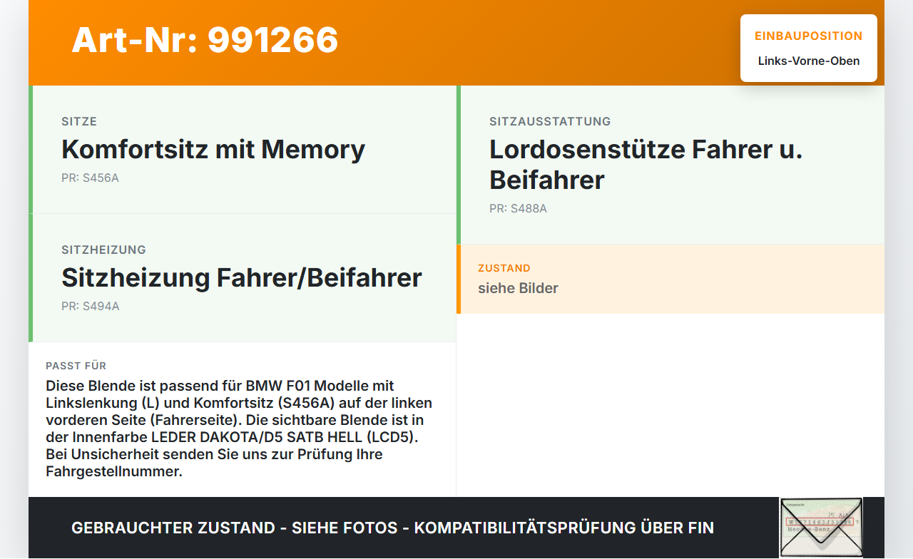 BMW F01 750iX 08-12 Blende Verkleidung Abdeckung für Sitzrücken Links Vorne Oben BMW F01 750iX 08-12 09.06.2011... Vorschau 3