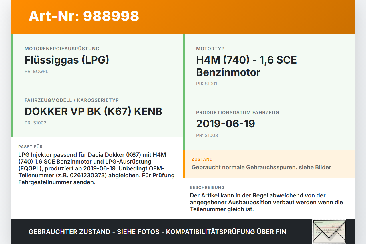 Dacia Dokker KE 12-21 1,6 75KW LPG Injektor Einspritzdüsen Einspritzleiste Dacia Dokker KE 12-21 12.08.2019... Vorschau 3