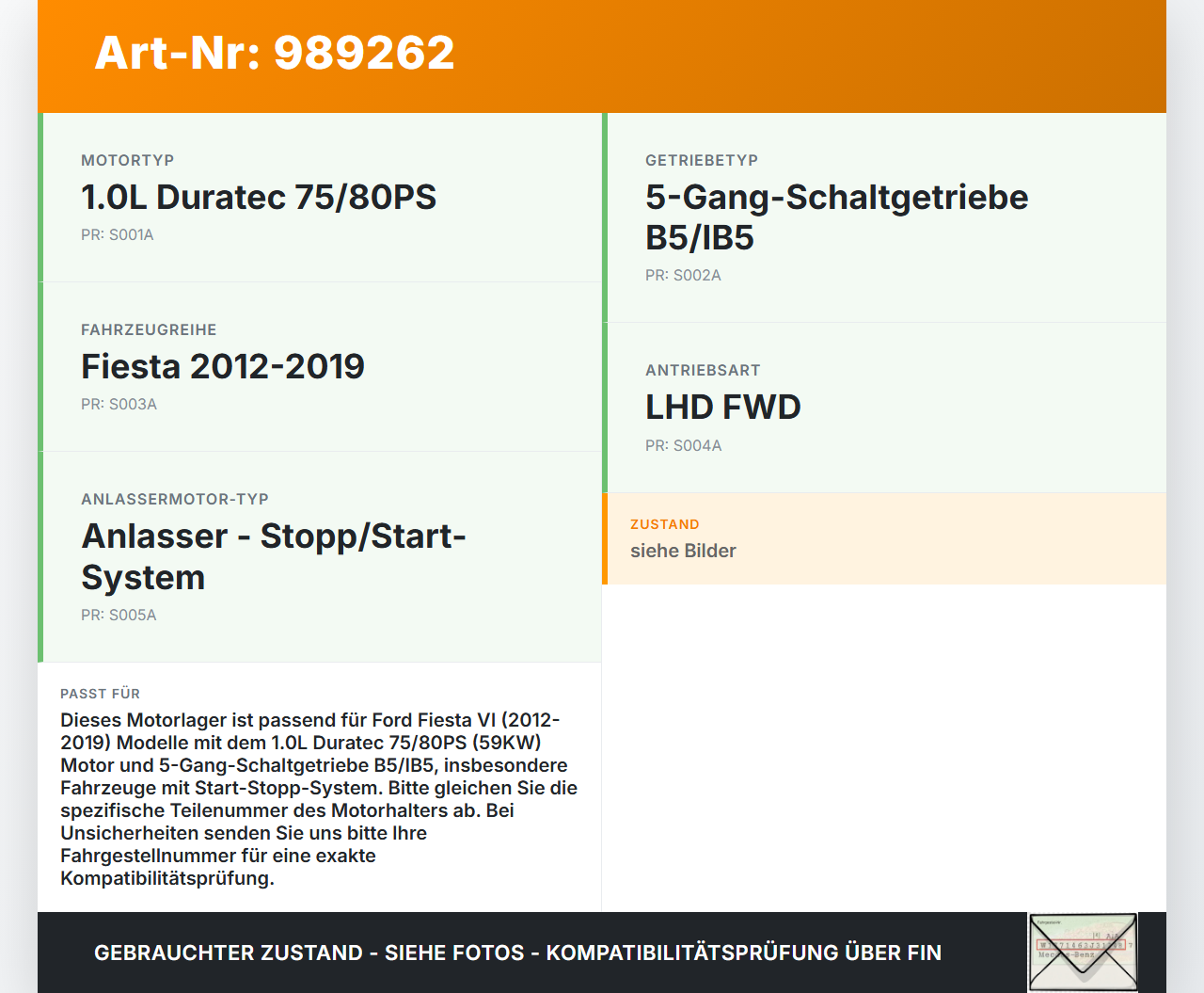 Ford Fiesta VI 6 13-17 1,0 59KW Motorhalter Motorlager Ford Fiesta VI 6 13-17 21.01.14 C1B1-6F012-AD gebraucht Vorschau 3