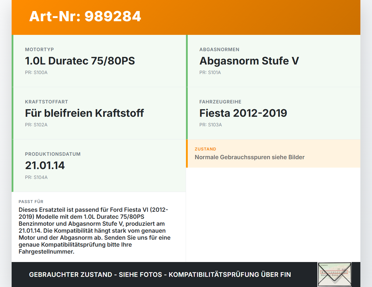 Ford Fiesta VI 6 13-17 1,0 59KW Lambdasonde Ford Fiesta VI 6 13-17 21.01.14 C1BA-9F472-AA 0258010371 0258010372... Vorschau 3