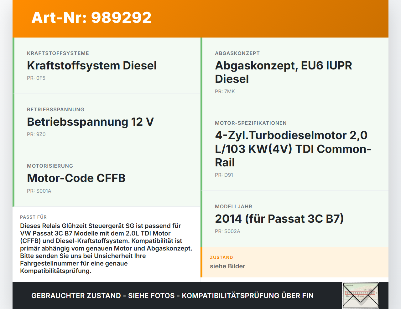 VW Passat 3C B7 10-15 Relais Glühzeit Steuergerät SG VW Passat 3C B7 10-15 06.12.2013 038907281B 0281003032 gebraucht Vorschau 3