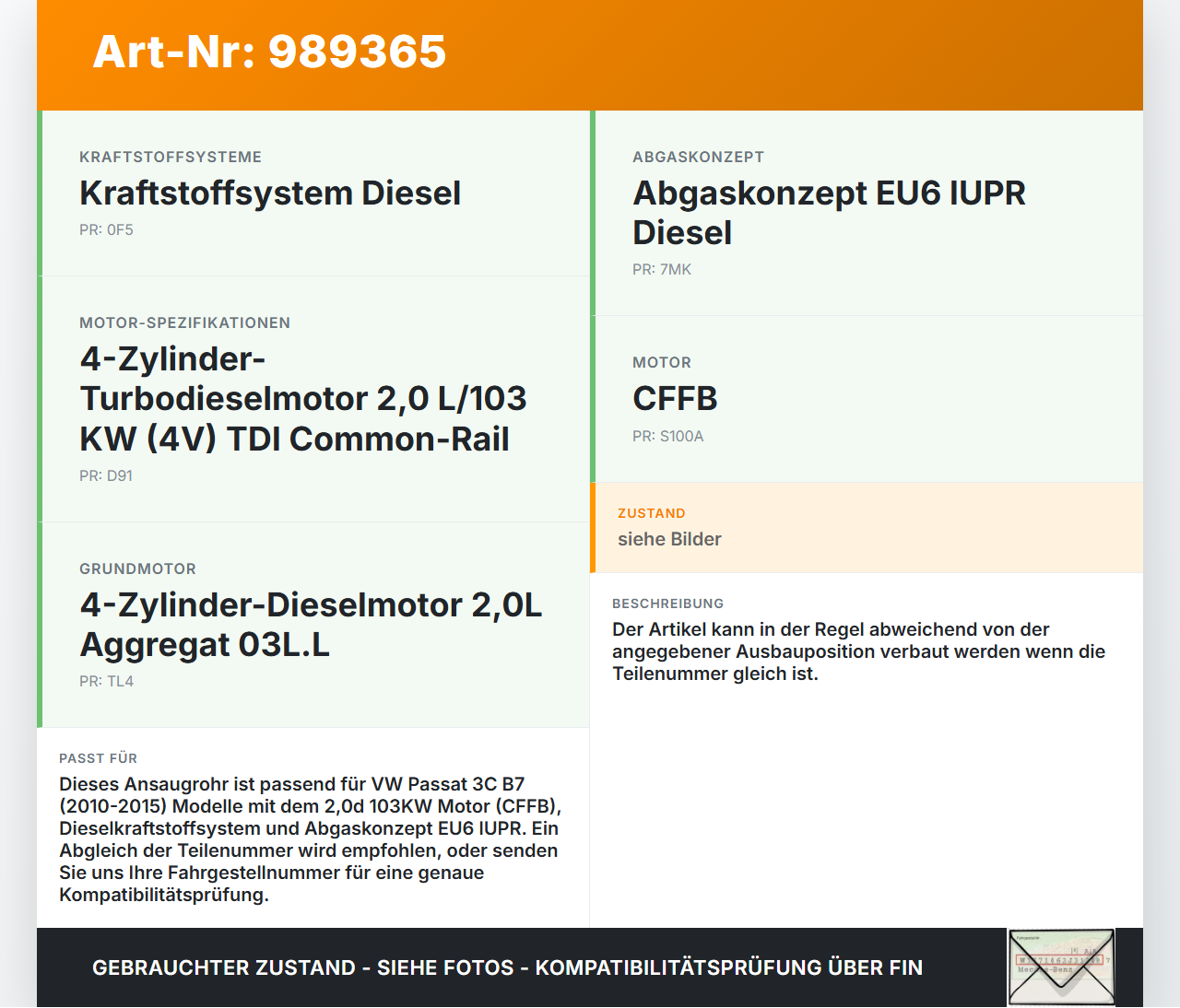 VW Passat 3C B7 10-15 2,0d 103KW Ansaugrohr Ladeluftschlauch Luftschlauch Pos.1 VW Passat 3C B7 10-15 06.12.2013... Vorschau 3