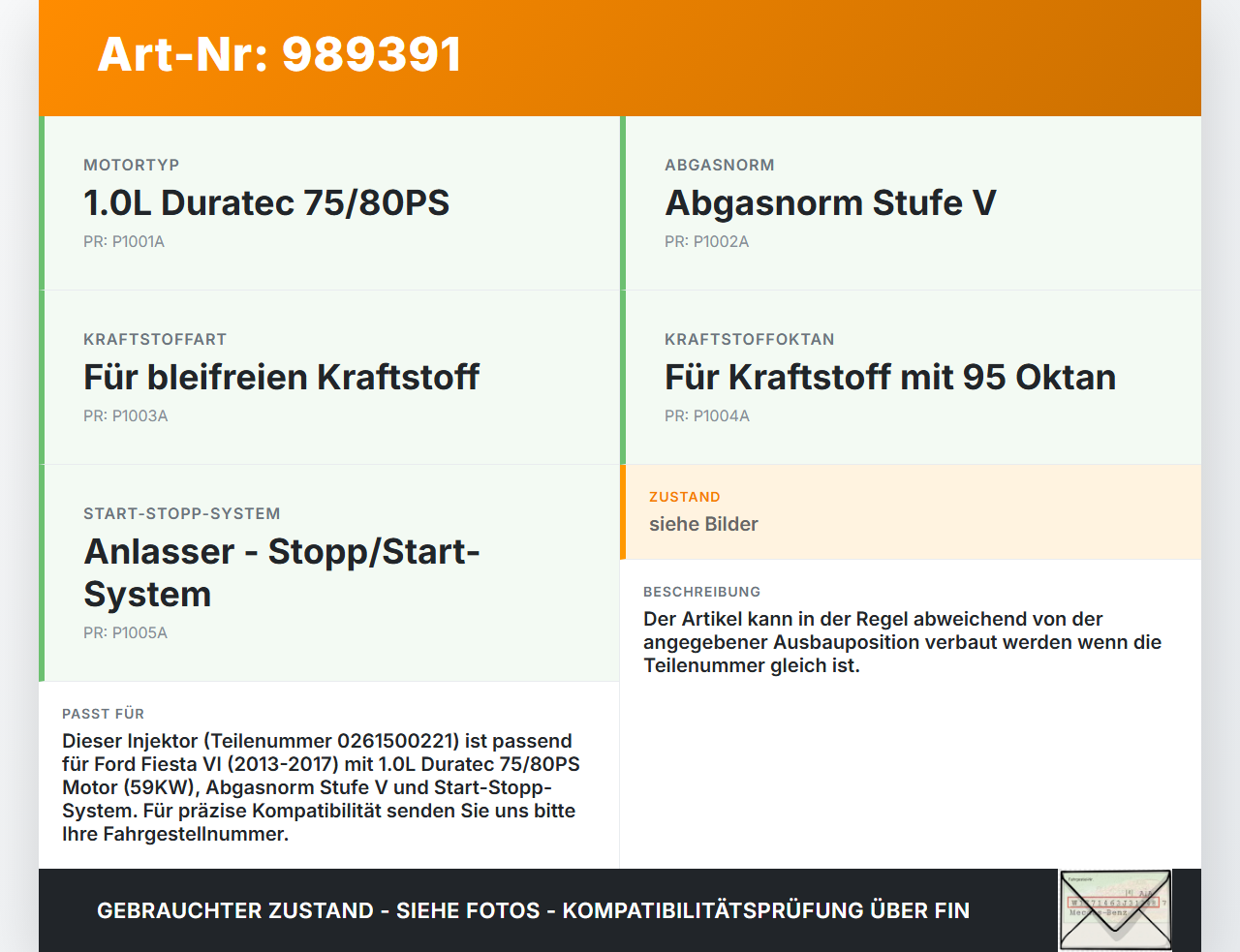 Ford Fiesta VI 6 13-17 1,0 59KW Injektor Einspritzdüse Zyl.2 Ford Fiesta VI 6 13-17 21.01.14 DM5G-9F593-AC... Vorschau 3