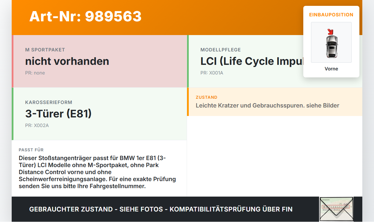BMW E81 1er 118i LCI 07-13 Stoßstangenträger Stoßfängerträger Querträger Vorne BMW E81 1er 118i LCI 07-13... Vorschau 3