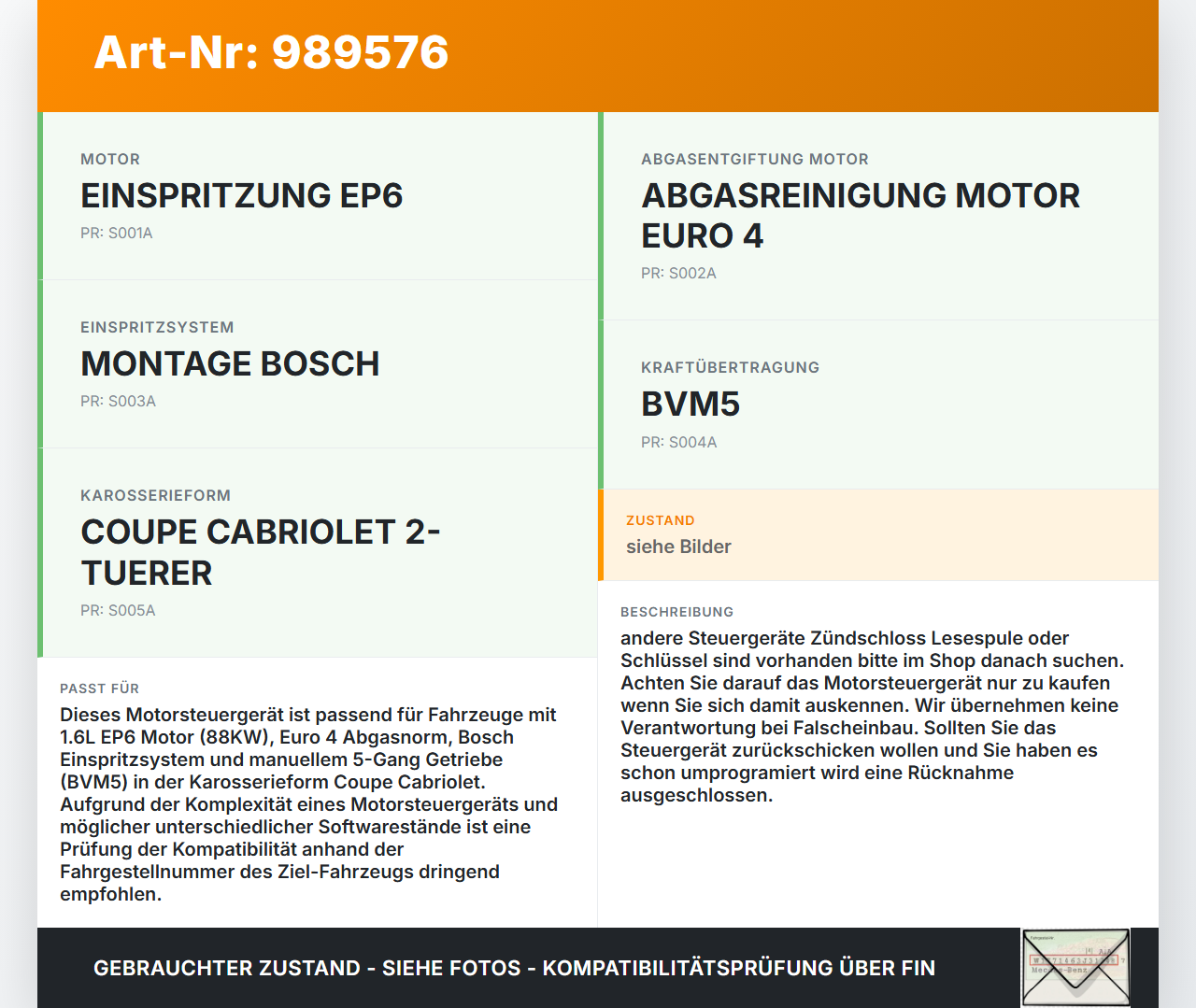 Peugeot 207 CC 09-15 1,6 88KW Steuergerät ECU für Motor Motorsteuergerät Peugeot 207 CC 09-15 30.04.2007 1942RX... Vorschau 3