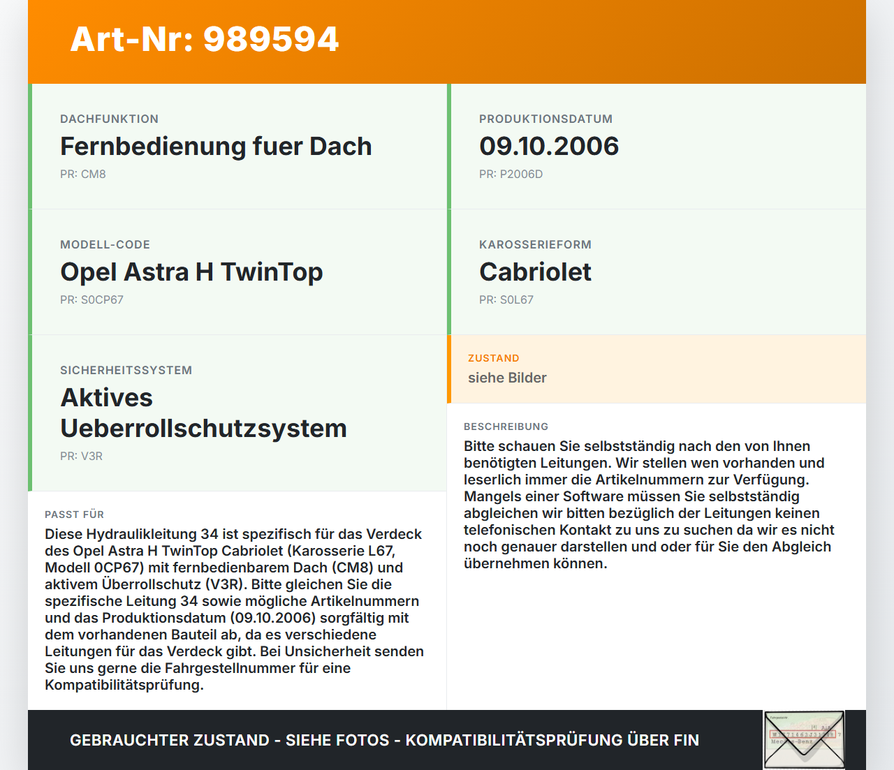 Opel Astra H TwinTop Cabriolet Hydraulik Schlauch Leitung 34 für Verdeck Opel Astra H TwinTop 09.11.2006 gebraucht Vorschau 3