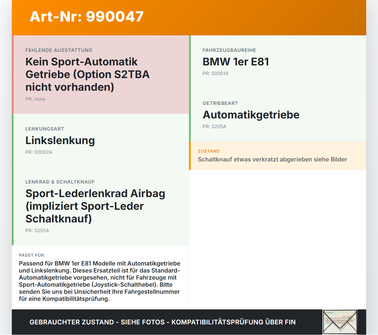 BMW E81 1er 118i LCI 07-13 2,0i 90KW Autom Schaltkulisse Schalthebel BMW E81 1er 118i LCI 07-13 27.10.2009 7561187... Vorschau 3