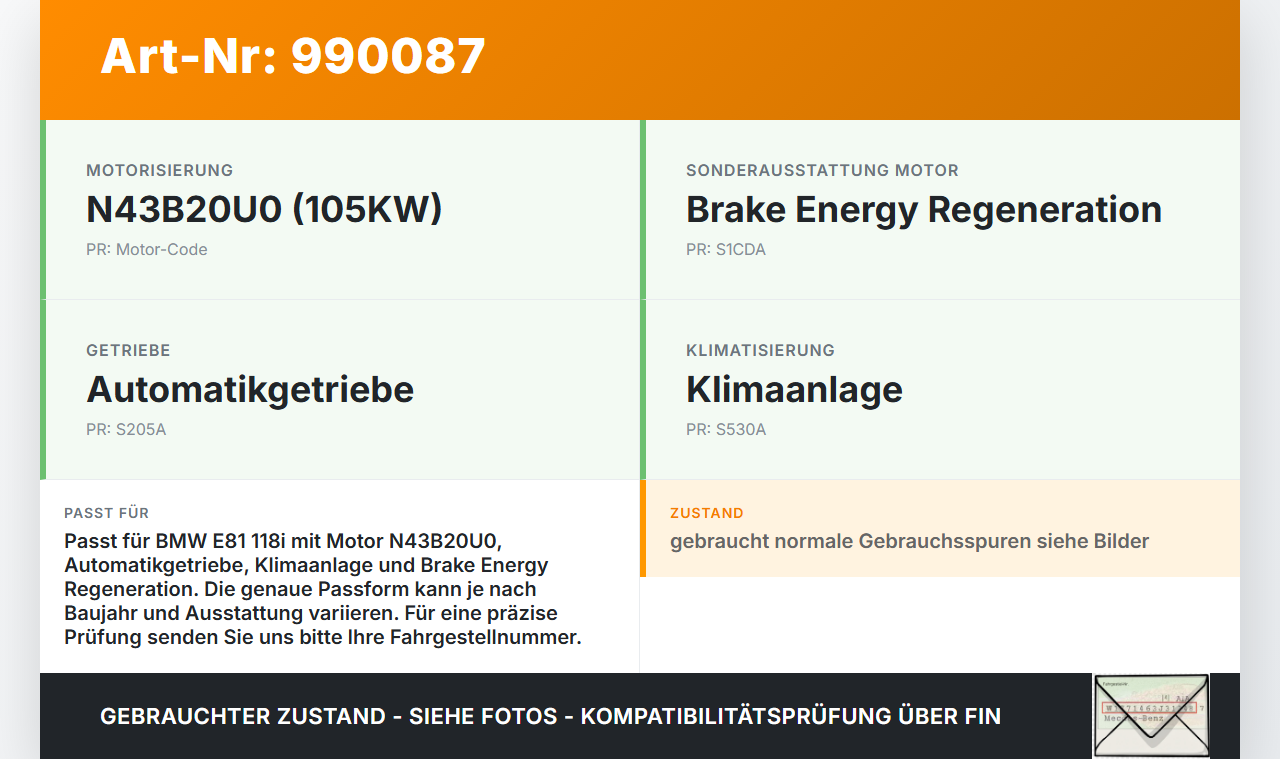 BMW E81 1er 118i LCI 07-13 2,0i 90KW N43B20A Riemenscheibe BMW E81 1er 118i LCI 07-13 27.10.2009 7551308... Vorschau 3