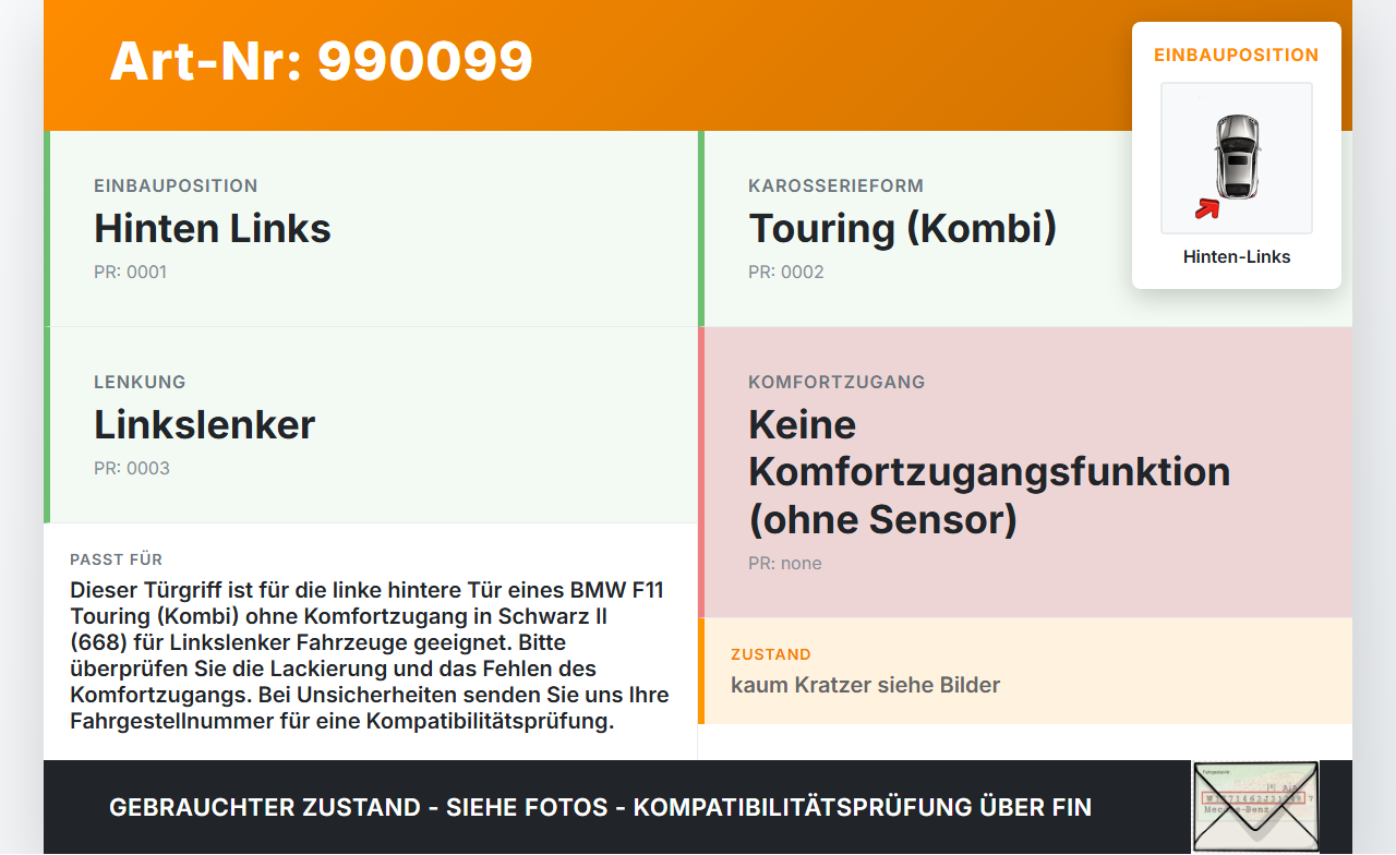 BMW F11 520d 10-13 Kombi Türgriff Außengriff Hinten Links 668 BMW F11 520d 10-13 18.05.2012 7175649 51217175649... Vorschau 3