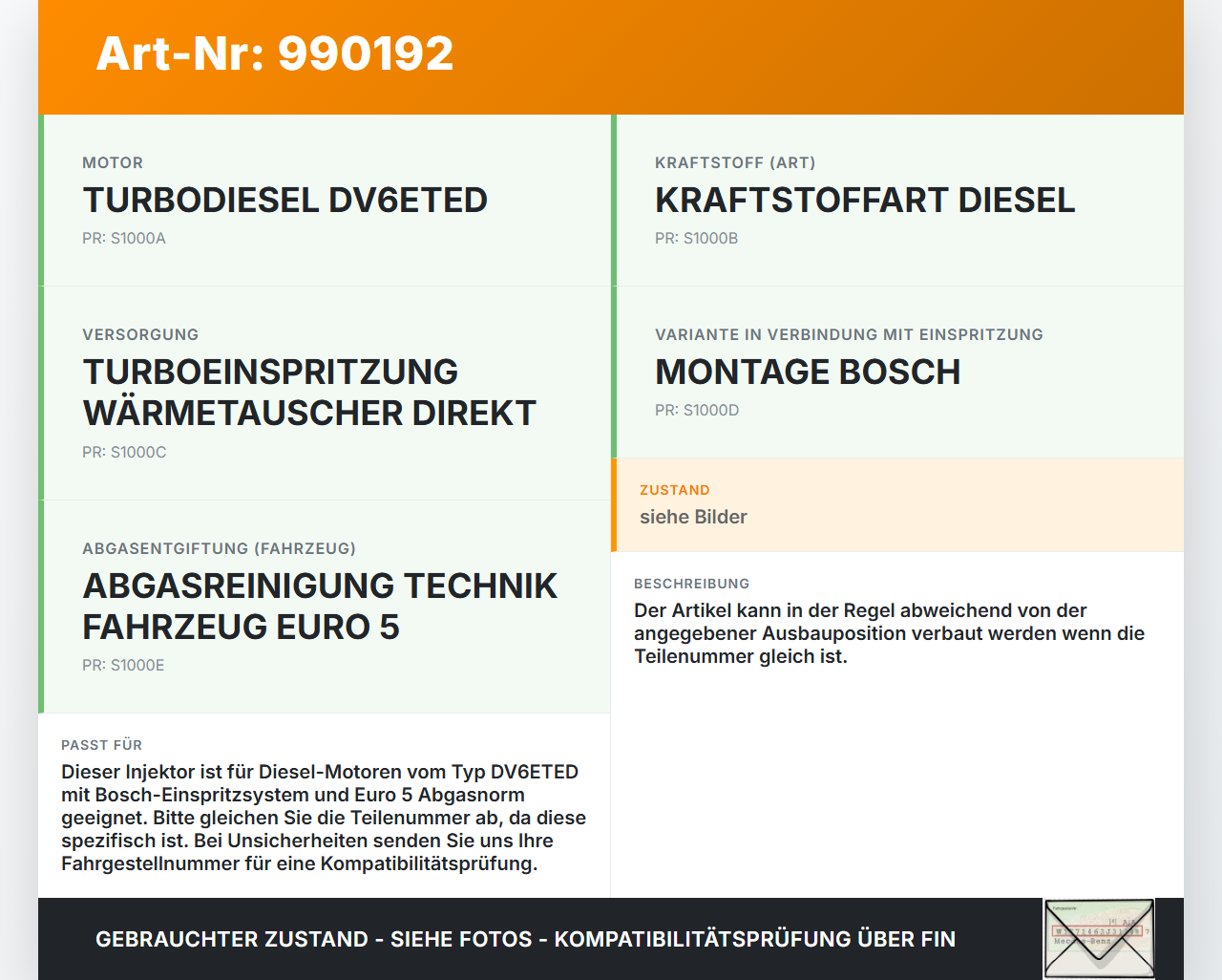 Citroen Berlingo B9 12-18 1,6 55KW Injektor Einspritzdüse Zyl.2 Citroen Berlingo B9 12-18 12.03.2015 0445110739... Vorschau 3