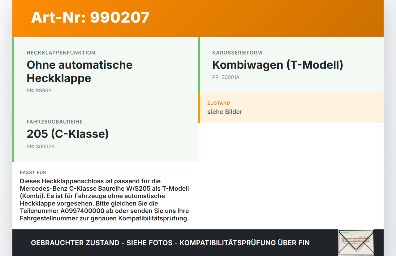 Mercedes S205 W205 14-18 Kombi Schloss f. Heckklappe Heckklappenschloss Verriegelung Mercedes S205 W205 14-18... Vorschau 3