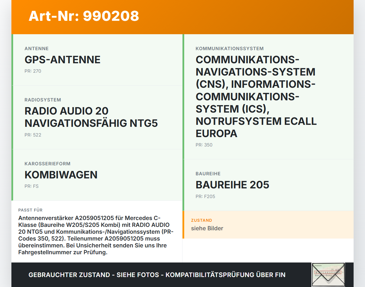 Mercedes S205 W205 14-18 Antennenverstärker Weiche Antenne Signal Verstärker Mercedes S205 W205 14-18 16.04.2015... Vorschau 3