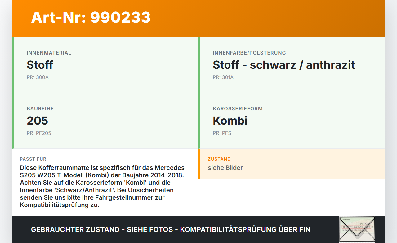 Mercedes S205 W205 14-18 Kombi Kofferraummatte Kofferraum Einlegeboden Mercedes S205 W205 14-18 16.04.2015... Vorschau 3