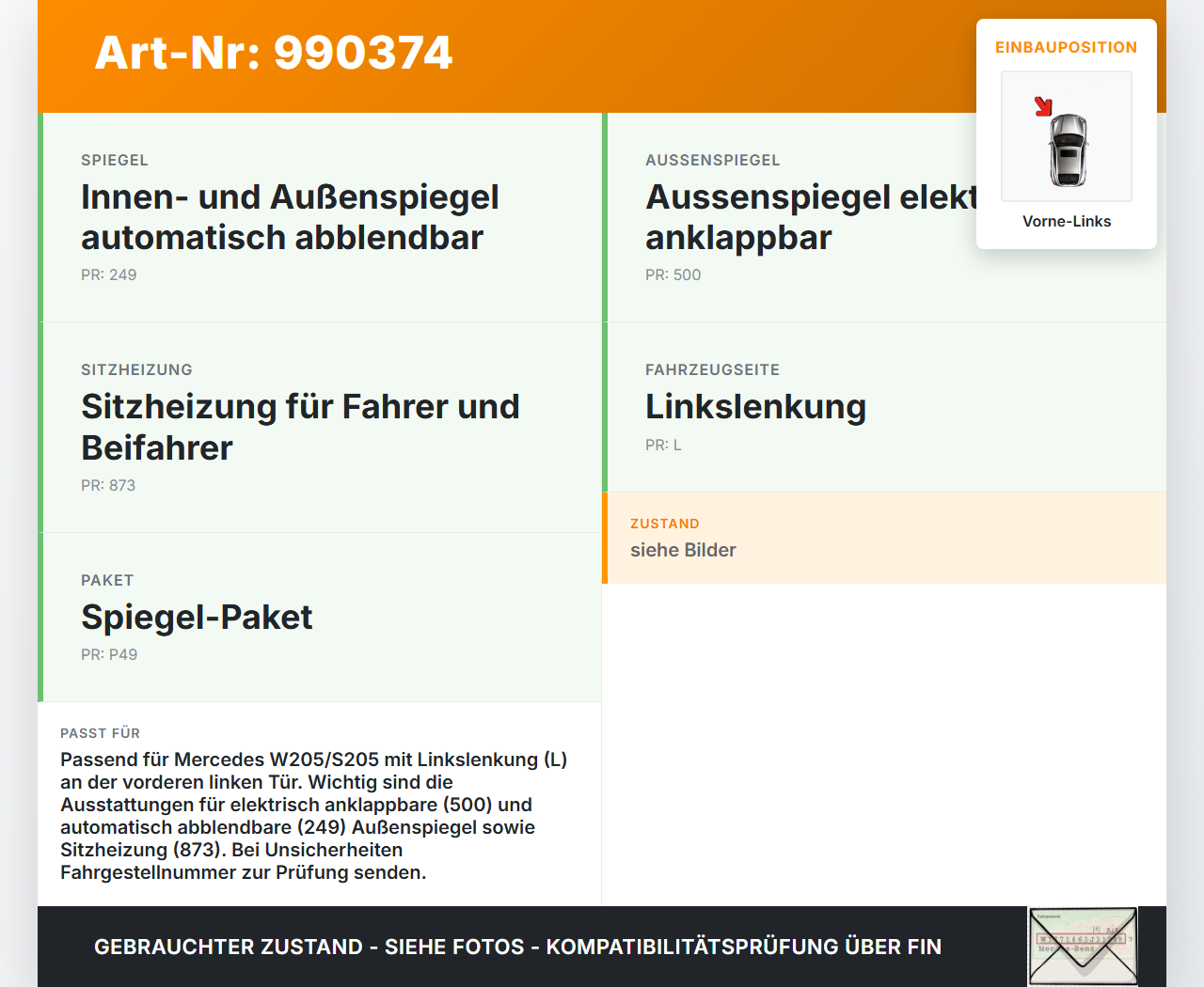 Mercedes S205 W205 14-18 Türsteuergerät Steuergerät Tür Vorne Links Mercedes S205 W205 14-18 16.04.2015 A2059005613... Vorschau 3