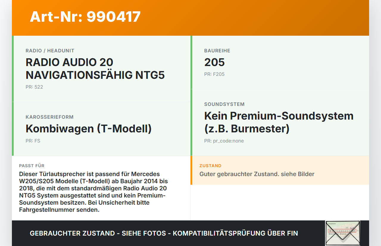 Mercedes S205 W205 14-18 Lautsprecher Türlautsprecher Audio Speaker Mercedes S205 W205 14-18 16.04.2015 A2058201002... Vorschau 3