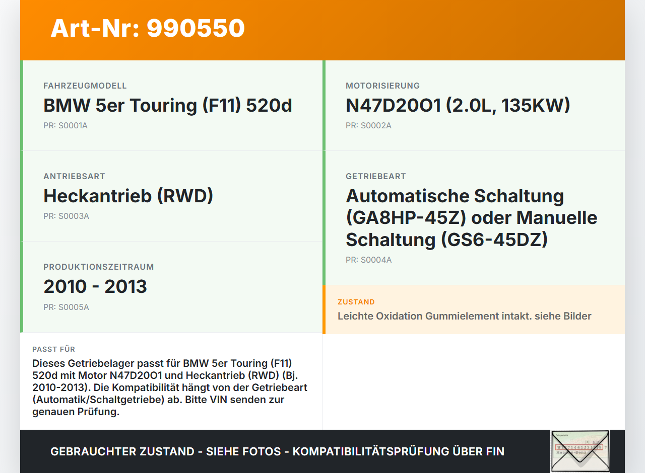 BMW F11 520d 10-13 2,0 135KW Getriebehalter Träger Lager für Getriebe BMW F11 520d 10-13 18.05.2012 3131-6797766... Vorschau 3