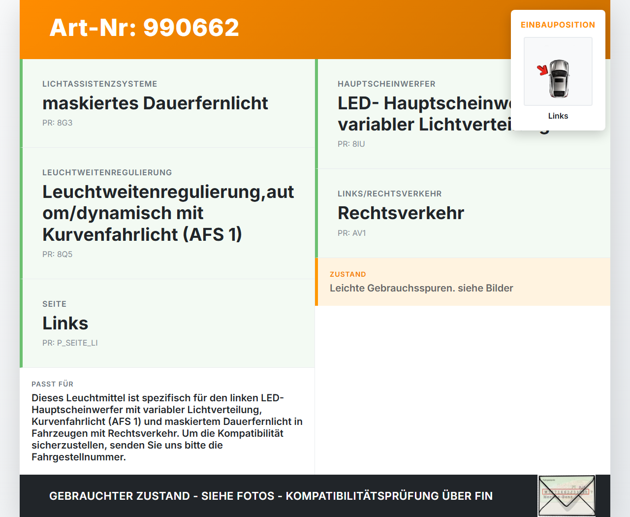 VW Tiguan II AD 16-20 TDI 2,0 110KW Leuchtmittel für LED Scheinwerfer Links VW Tiguan II AD 16-20 11.11.2016... Vorschau 3