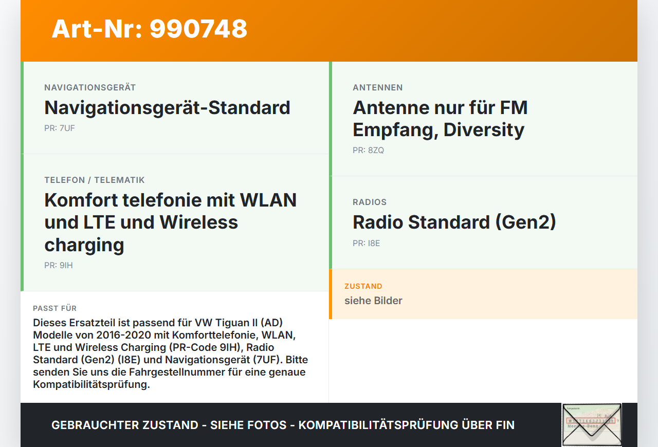 VW Tiguan II AD 16-20 Antennenverstärker Induktive Ladeplatte Ladestation VW Tiguan II AD 16-20 11.11.2016... Vorschau 3