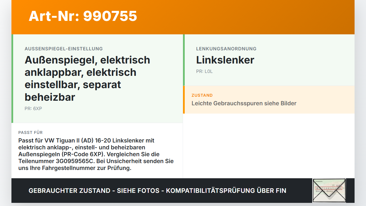 VW Tiguan II AD 16-20 Spiegelverstellung Aussenspiegel Schalter VW Tiguan II AD 16-20 11.11.2016 3G0959565C... Vorschau 3