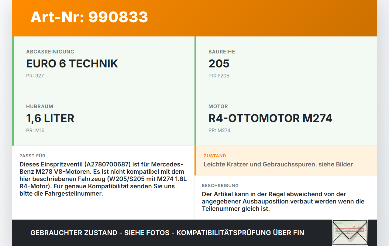 Mercedes S205 W205 14-18 1,6 115KW Injektor Einspritzdüse Pos.1 Mercedes S205 W205 14-18 16.04.2015 A2780700687... Vorschau 3