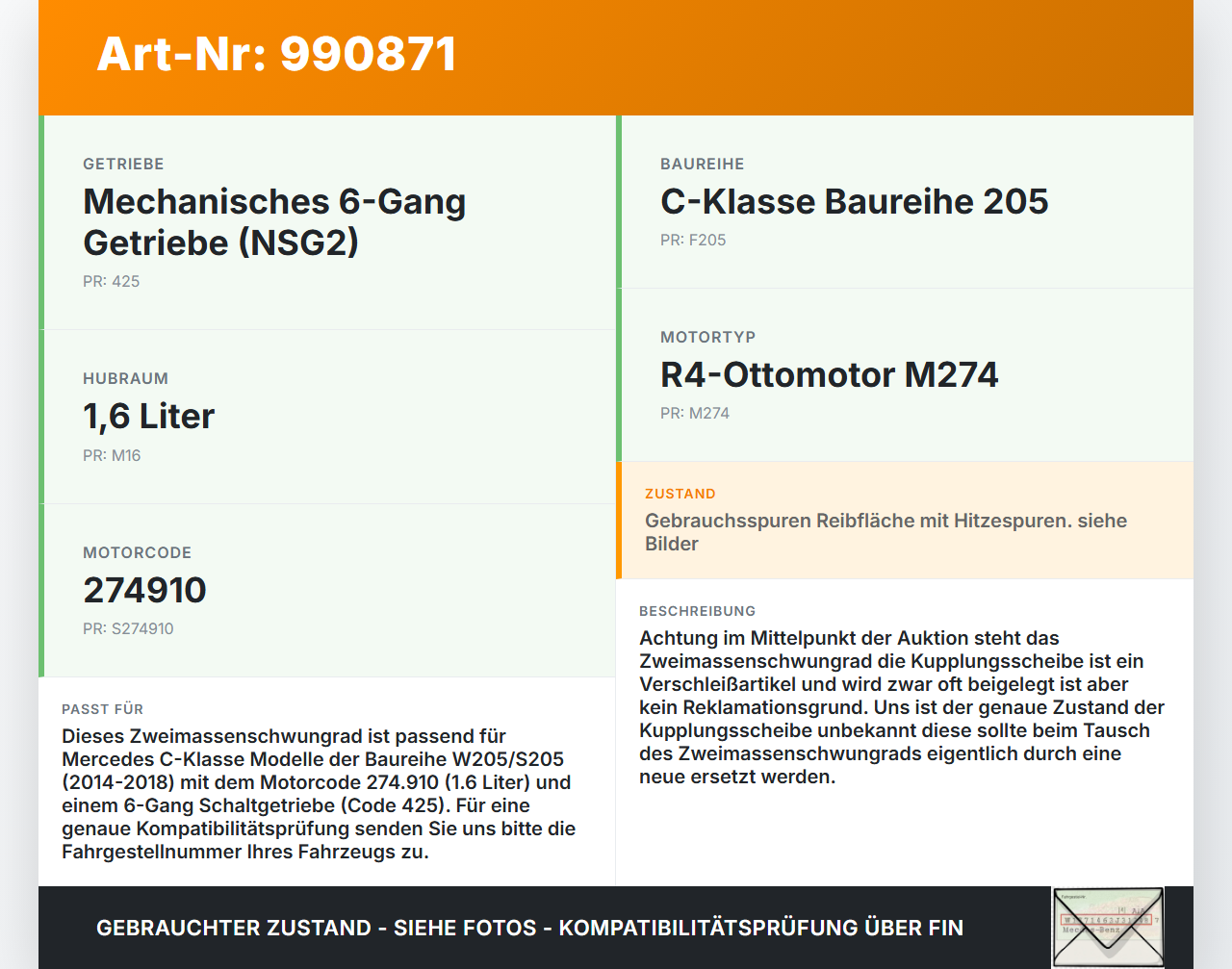 Mercedes S205 W205 14-18 1,6 115KW 274910 Zweimassenschwungrad Schwungrad Mercedes S205 W205 14-18 16.04.2015... Vorschau 3