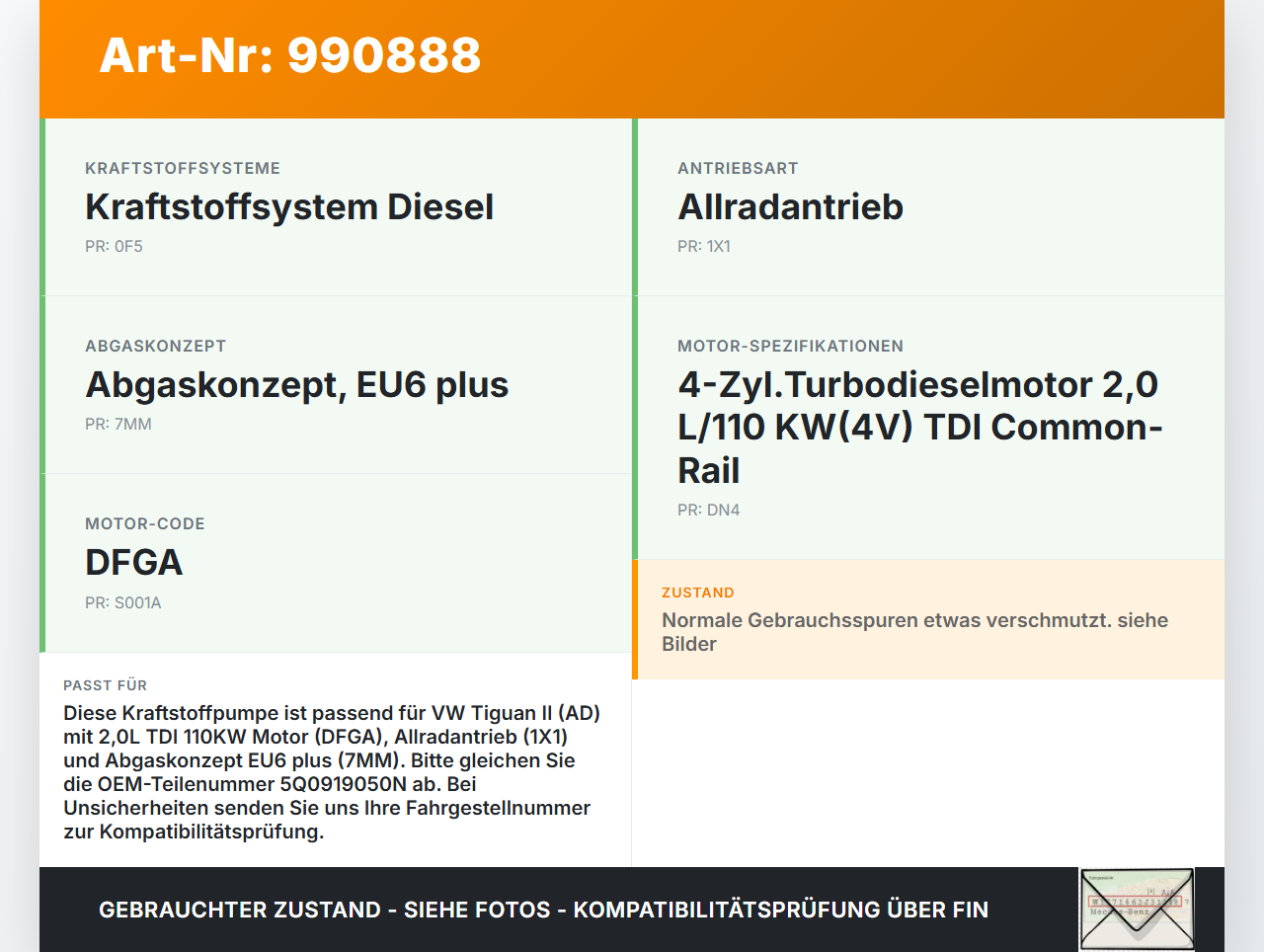 VW Tiguan II AD 16-20 TDI 2,0 110KW Kraftstoffpumpe Kraftstoff Förderpumpe Tankgeber VW Tiguan II AD 16-20... Vorschau 3