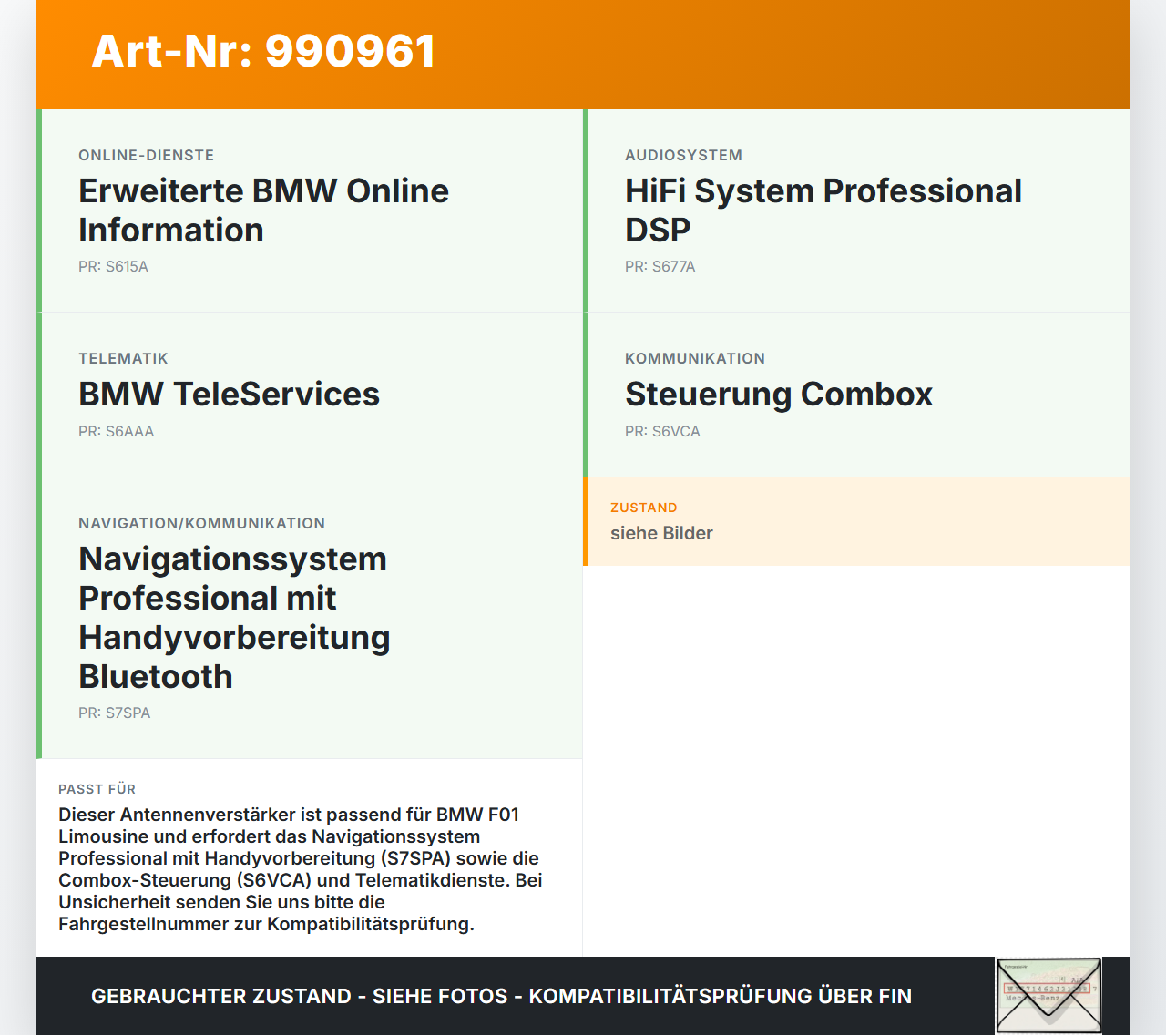 BMW F01 750iX 08-12 Antennenverstärker Diversity BMW F01 750iX 08-12 09.06.2011 9346816 65209346816 9229007... Vorschau 3
