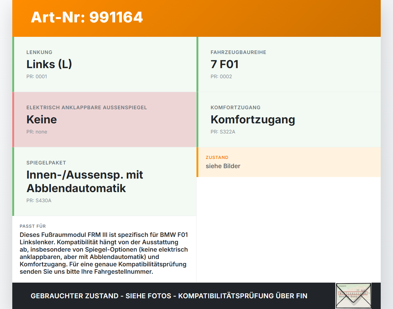 BMW F01 750iX 08-12 Steuergerät ECU Modul Fußraummodul FRM III SG BMW F01 750iX 08-12 09.06.2011 6992947... Vorschau 3