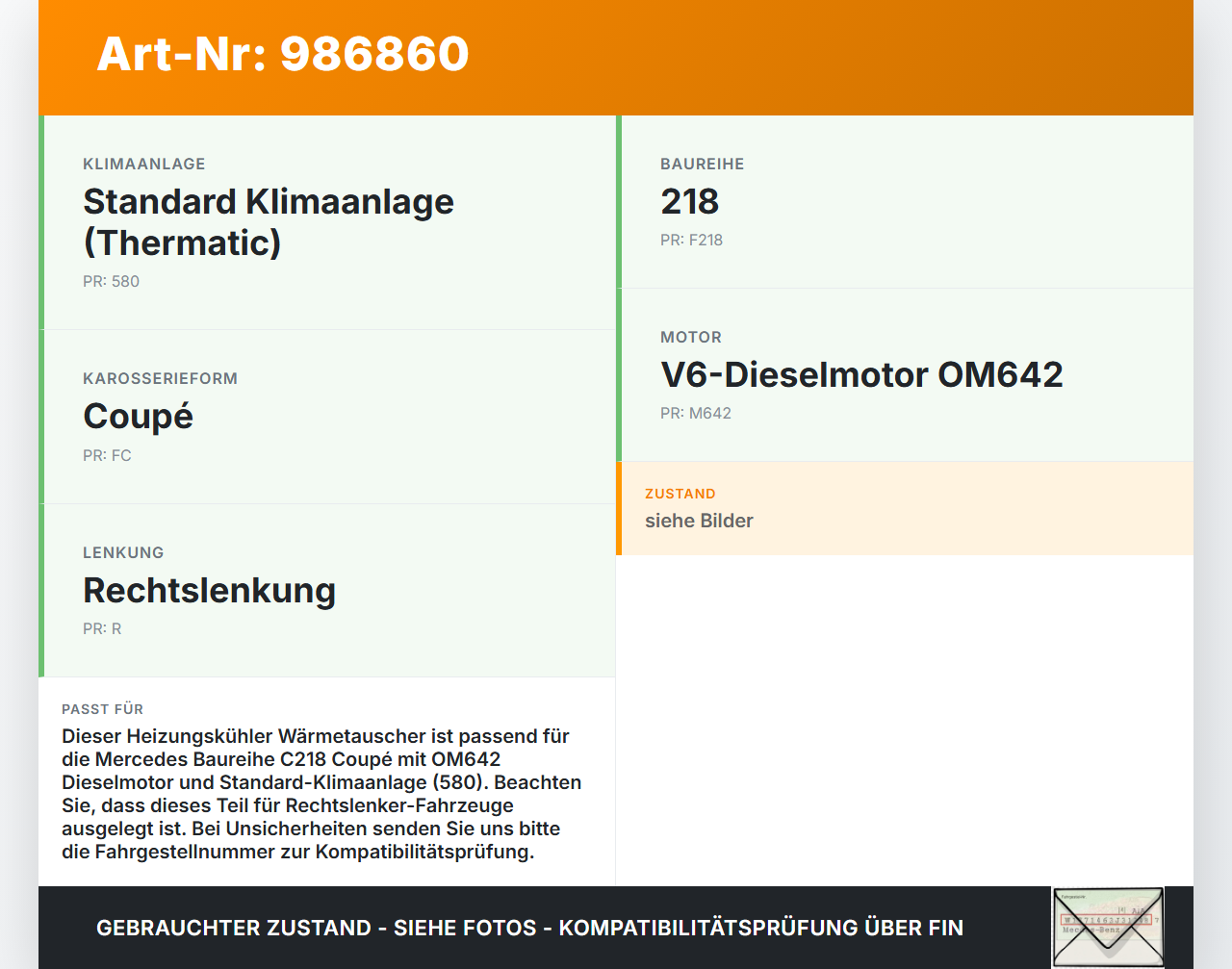 Mercedes C218 CLS 350 11-14 Heizungskühler Wärmetauscher Mercedes C218 CLS 350 11-14 25.01.2011 A2048300461... Vorschau 3