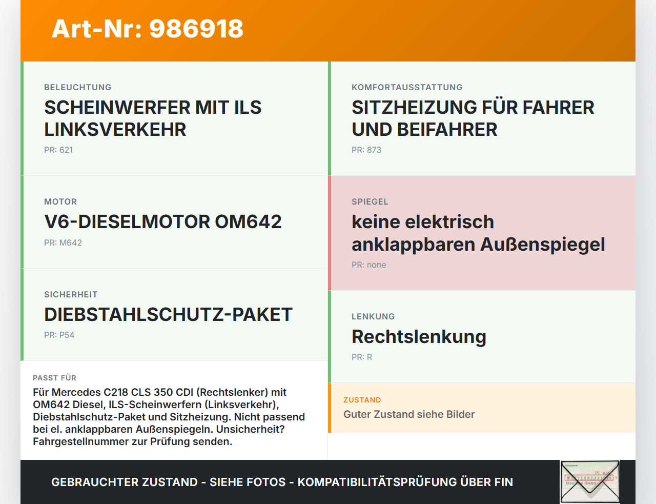 Mercedes C218 CLS 350 11-14 CDI 3,0 190KW Sicherungskasten Zentralelektrik Mercedes C218 CLS 350 11-14 25.01.2011... Vorschau 3