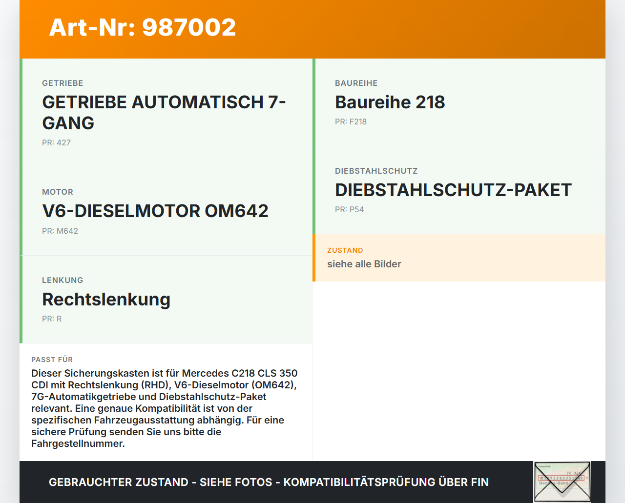 Mercedes C218 CLS 350 11-14 Sicherungskasten Zentzrallelektrik Mercedes C218 CLS 350 11-14 25.01.2011 A2129005001... Vorschau 3