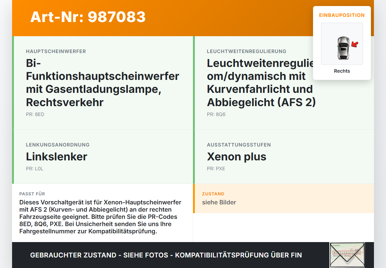 Audi A8 4E D3 05-07 Xenon Vorschaltgerät Rechts AFS Leistungsmodul Audi A8 4E D3 05-07 22.05.2007 4E0941030BR... Vorschau 3