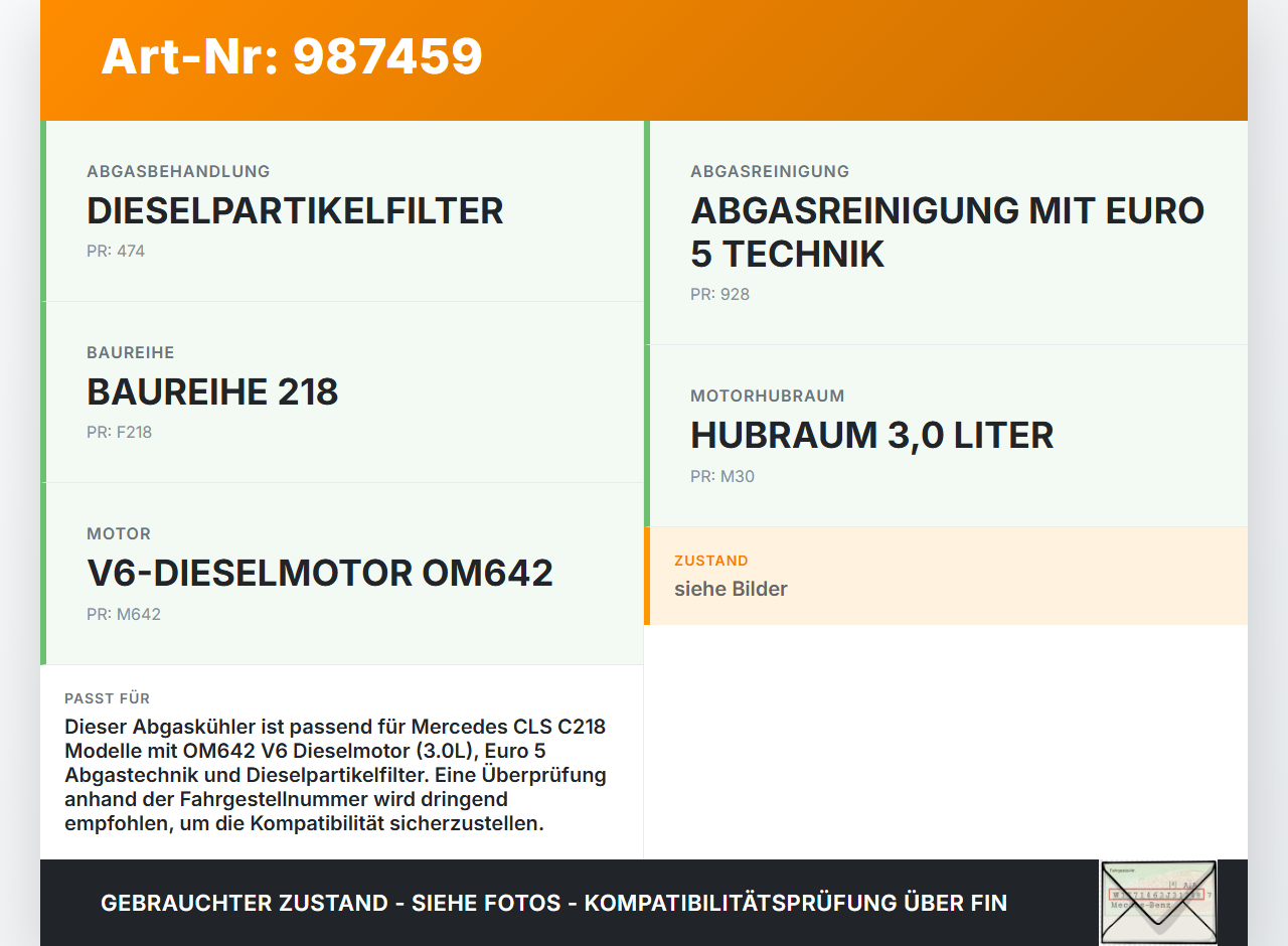 Mercedes C218 CLS 350 11-14 CDI 3,0 190KW Abgaskühlung Wärmetauscher für AGR Mercedes C218 CLS 350 11-14 25.01.2011... Vorschau 3