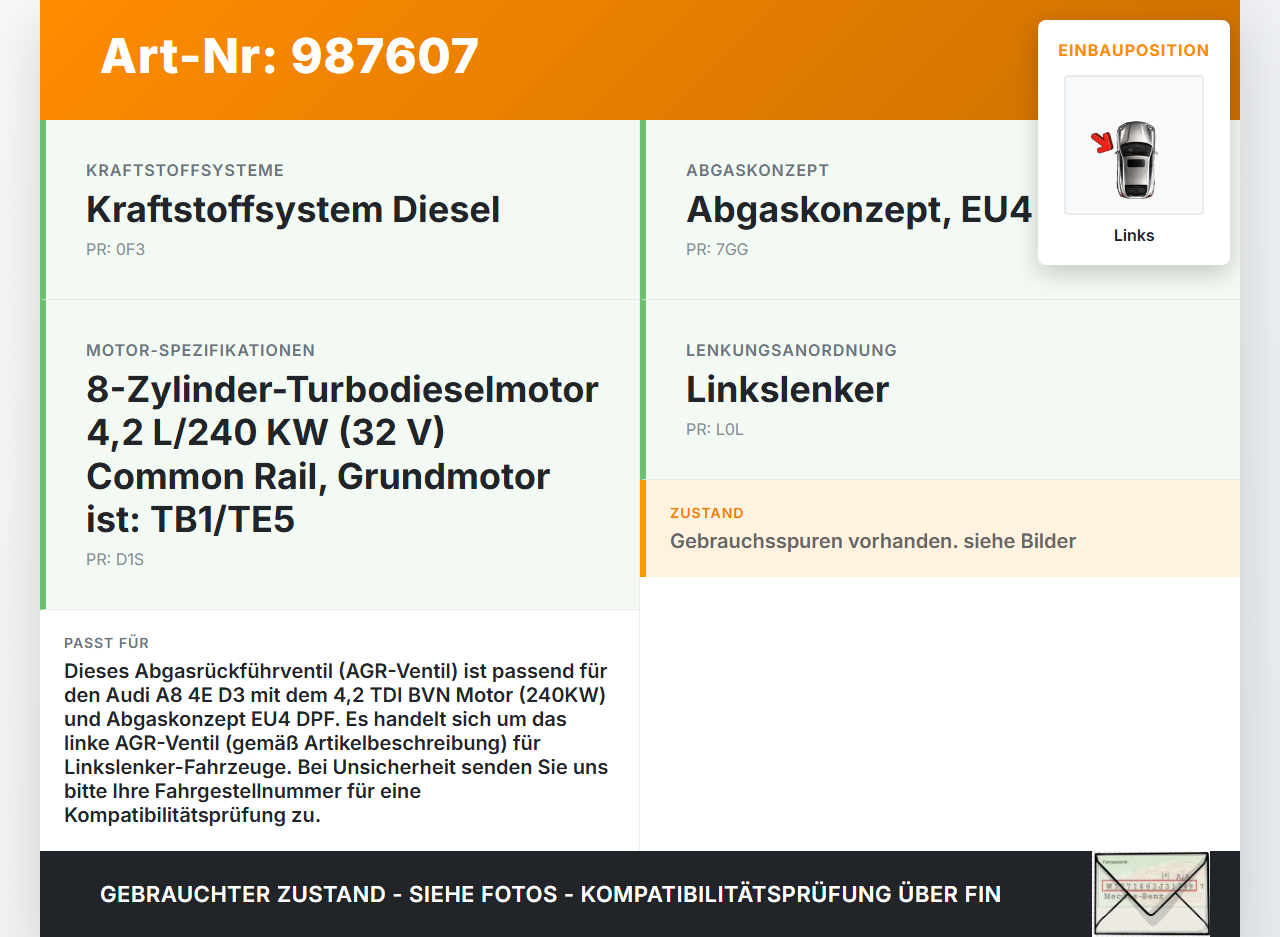 Audi A8 4E D3 05-07 TDI 4,2 240KW BVN Abgasrückführventil AGR Ventil EGR Links Audi A8 4E D3 05-07 22.05.2007... Vorschau 3