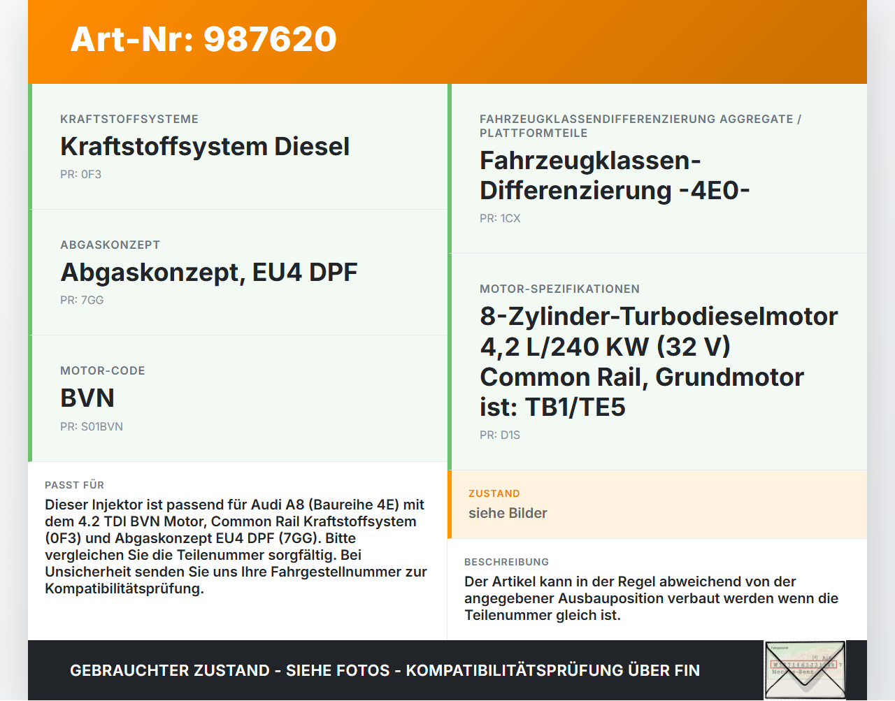 Audi A8 4E D3 05-07 TDI 4,2 240KW Injektor Einspritzdüse Zyl.5 Audi A8 4E D3 05-07 22.05.2007 057130277AK... Vorschau 3