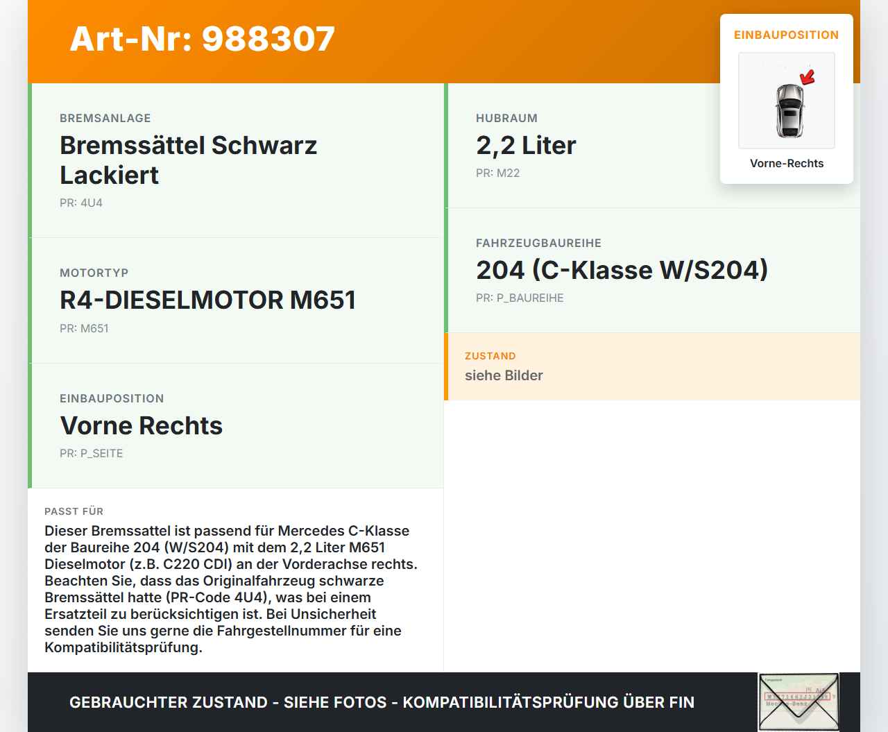 Mercedes S204 W204 C220 11-15  2,2 125KW Bremssattel Bremszange TRW Vorne Rechts Mercedes S204 W204 C220 11-15... Vorschau 3